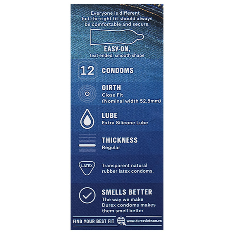 Bao cao su Durex Jeans ôm sát, bôi trơn 52.5mm hộp 3 cái - 14